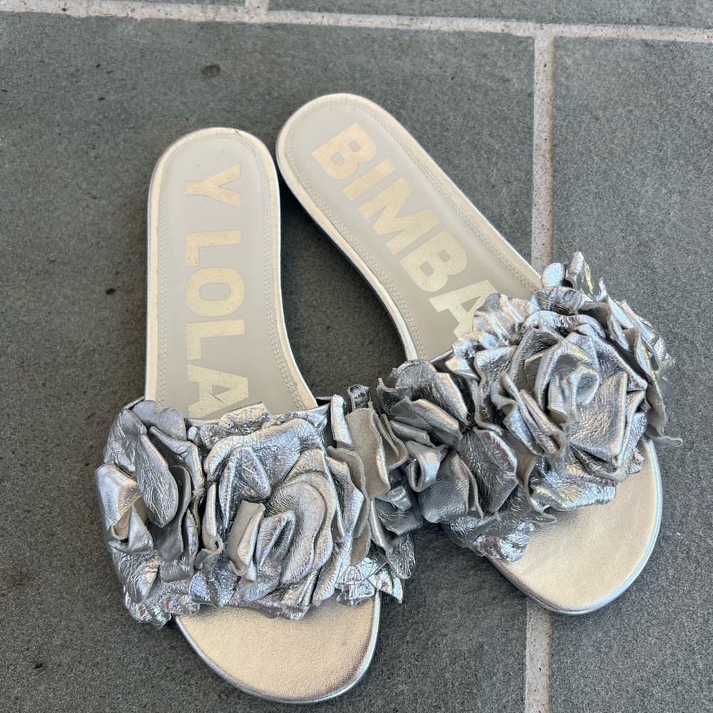 Bimba & Lola Metallic Slide Sandals